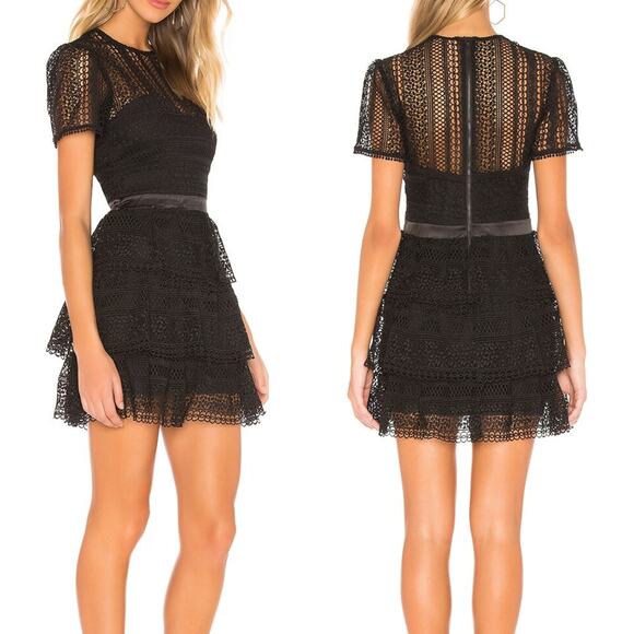 Bardot Ava Black Eyelet Lace Fit & Flare Mini Cocktail Dress - Picture 2 of 9